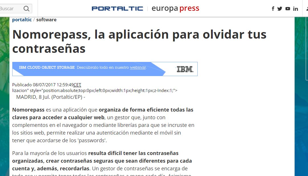 Nomorepass en los medios